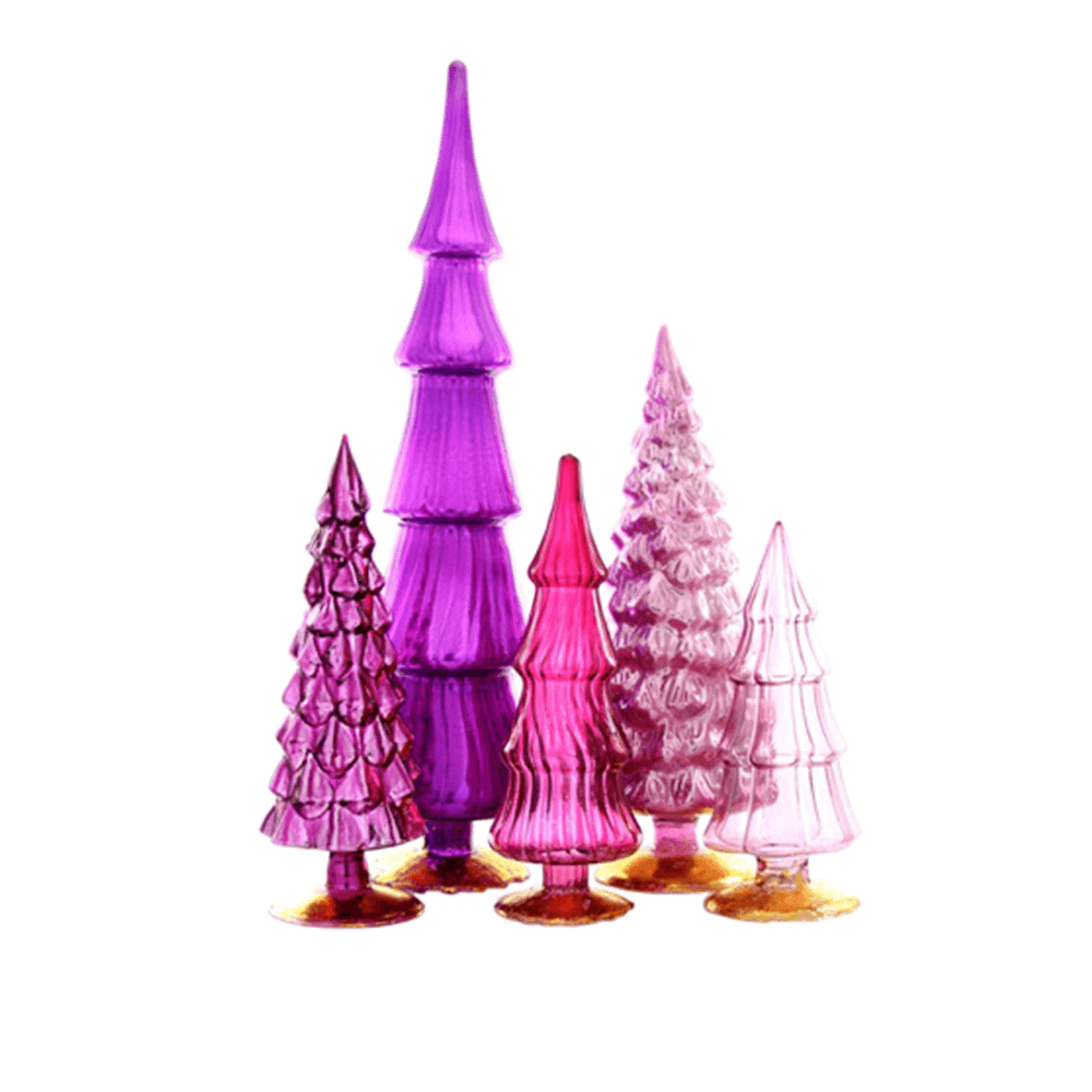 Violet Hue Glass Trees - Set of Five, Shopsweetluluss