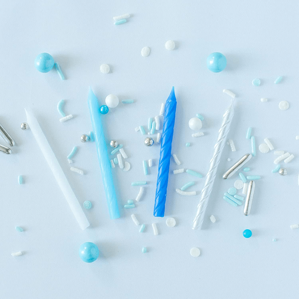 Wish For More Birthdays Party Candles - Blue, Shopsweetluluss