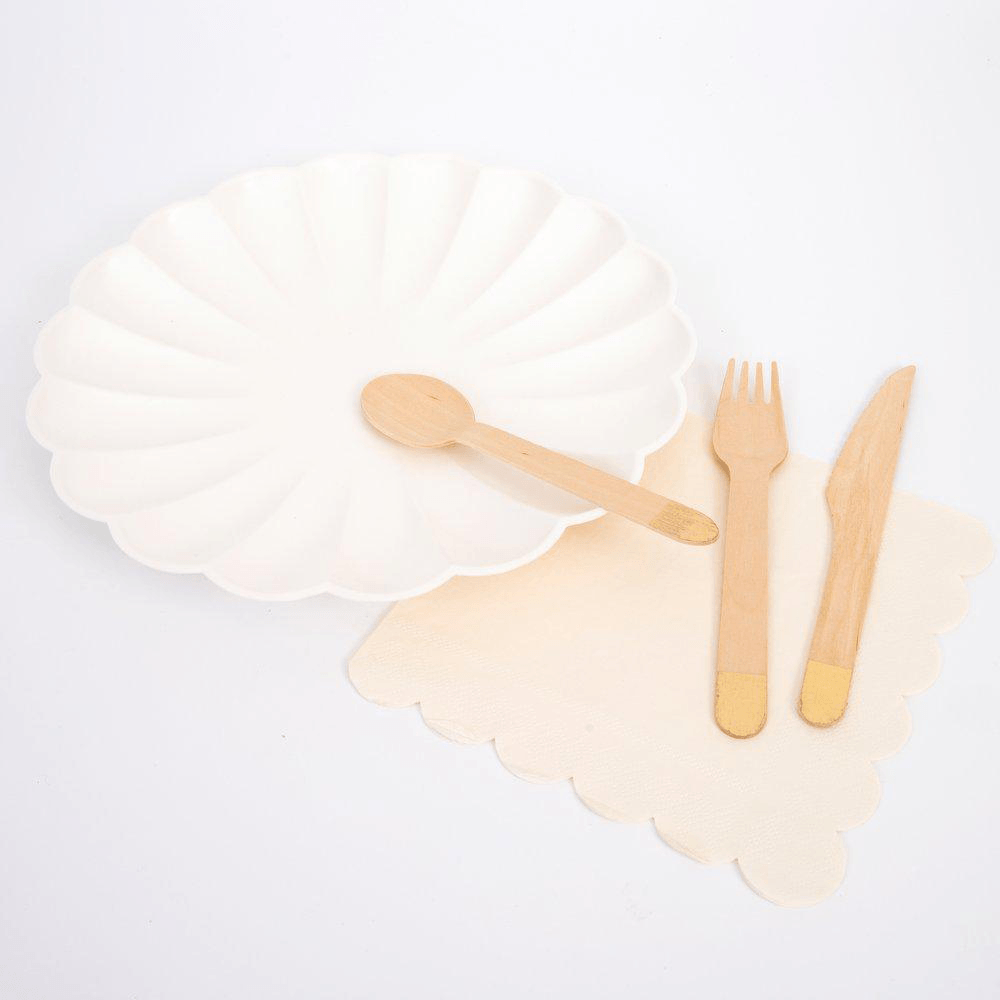 Wooden Cutlery Set - Gold, Shopsweetluluss