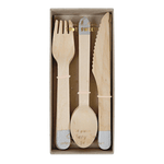 Wooden Cutlery Set - Silver, Shopsweetluluss