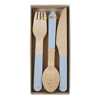 Wooden Cutlery Set - Soft Blue, Shopsweetluluss