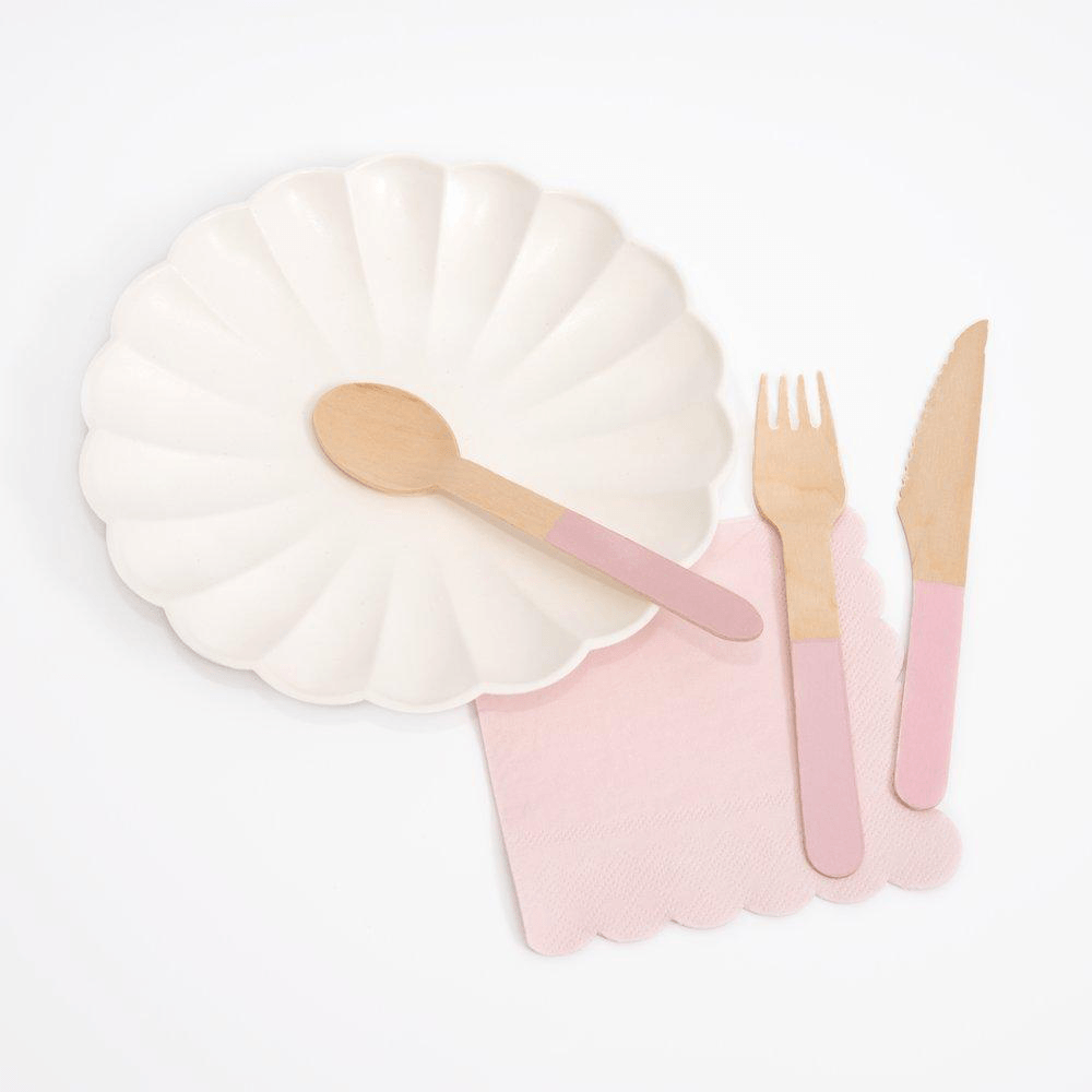 Wooden Cutlery Set - Soft Pink, Shopsweetluluss