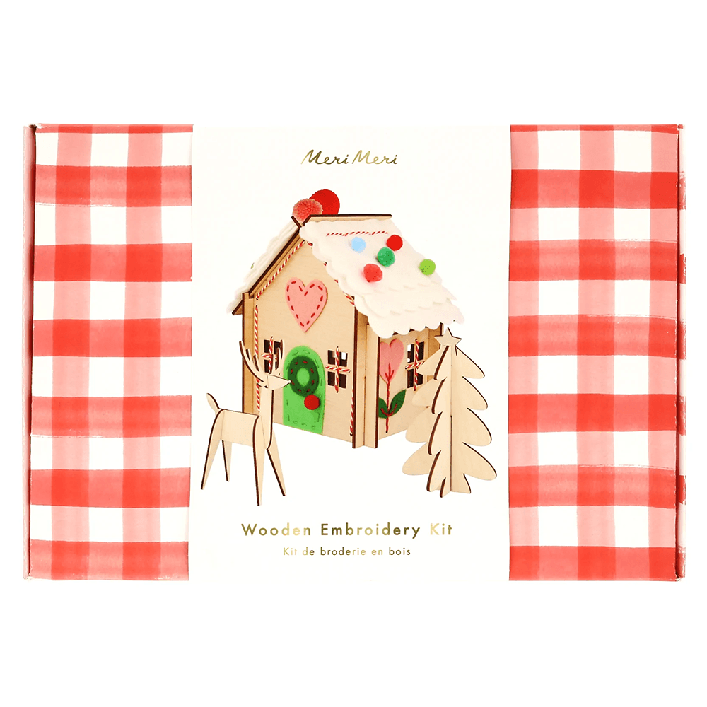 Wooden Embroidery Gingerbread House Kit, Shopsweetluluss