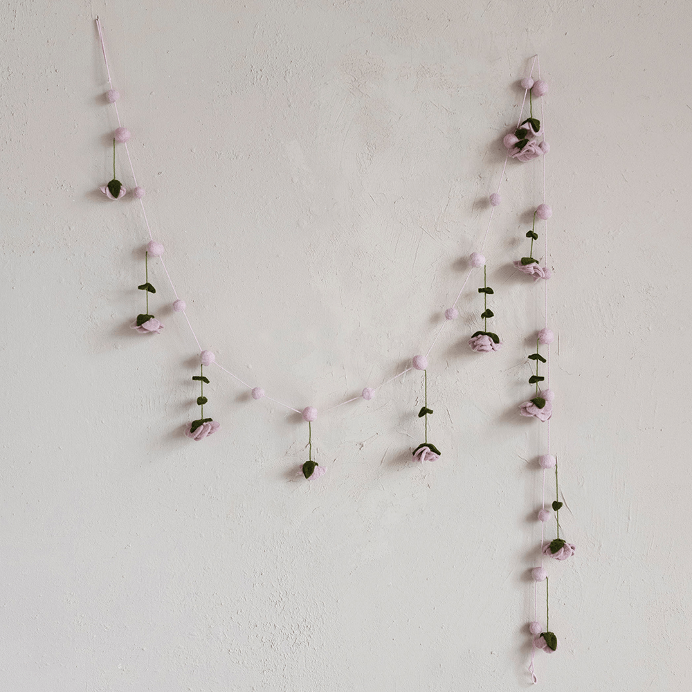 Wool Felt Flower Garland, Shopsweetluluss