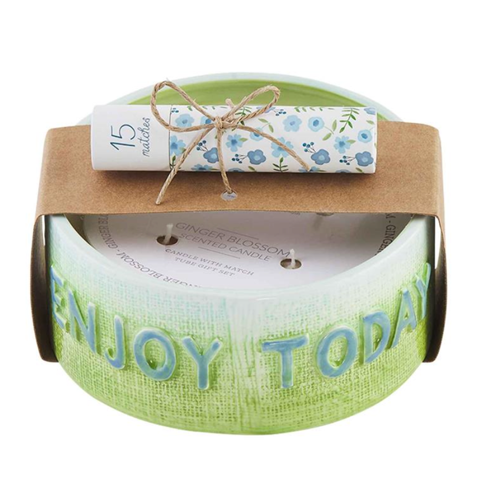 "Enjoy Today" Candle & Match Set, Shopsweetluluss