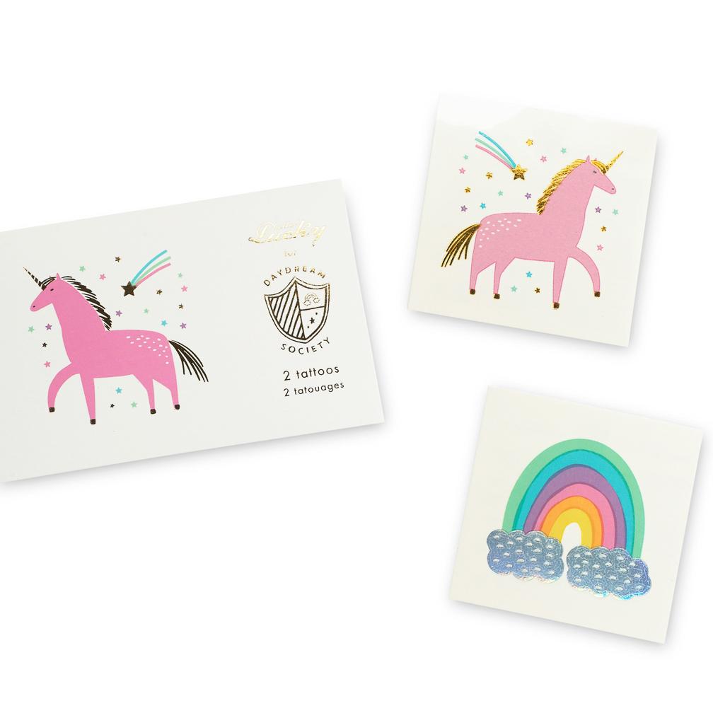 Unicorns + Rainbows Temporary Tattoos available at Shopsweetluluss