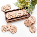 Wooden Yoga Pose Coins, Shopsweetluluss