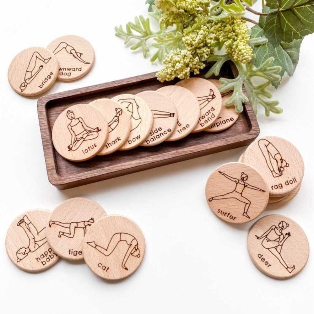 Wooden Yoga Pose Coins, Shopsweetluluss