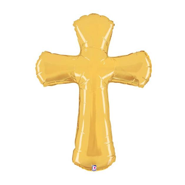 44" Gold Cross Balloon