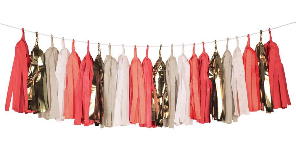 Coral, Tan, and Gold Tassel Garland