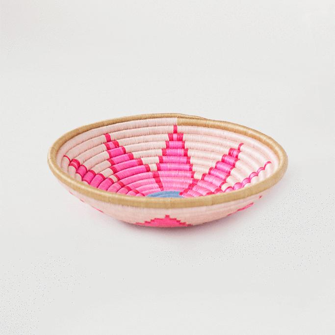 Hand Woven Gazanian Bowl, Neon Pink + Blue