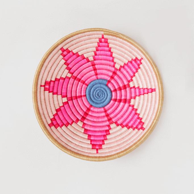 Hand Woven Gazanian Bowl, Neon Pink + Blue