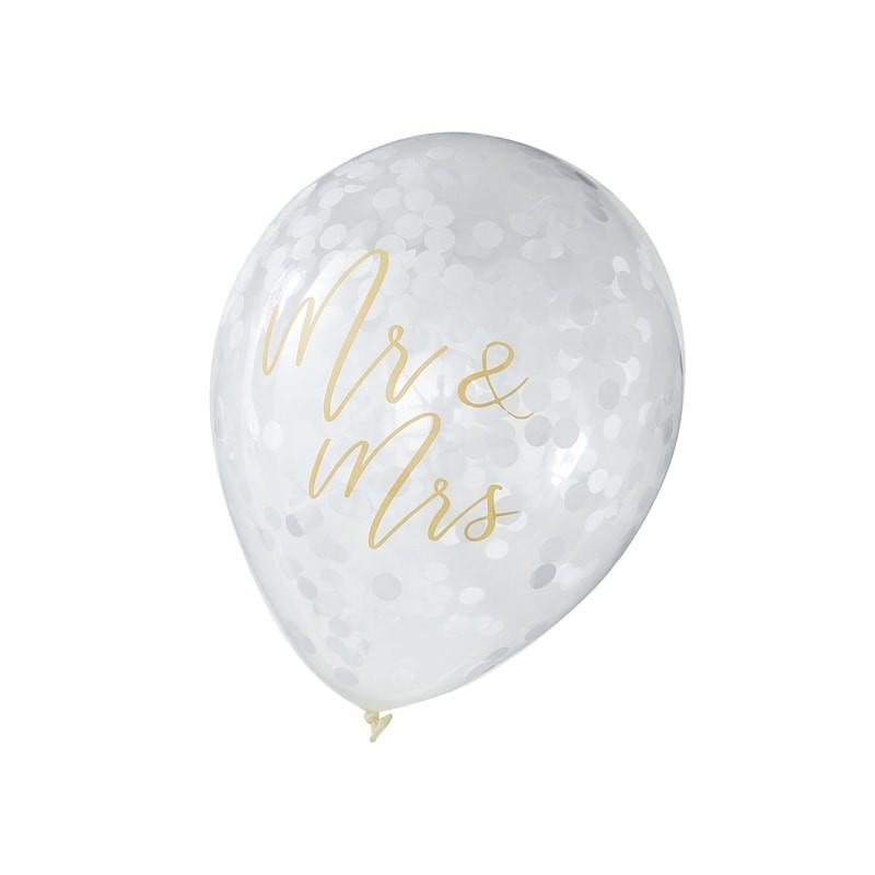 Mr. & Mrs. Gold Wedding Balloons