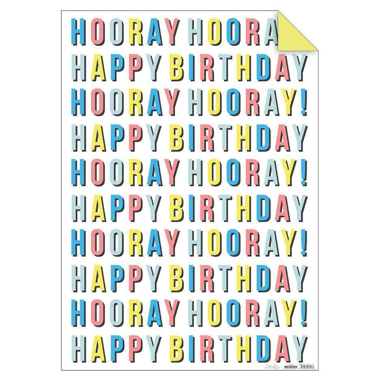 Pastel "Happy Birthday Hooray" Gift Wrap Sheets