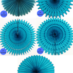 Teal Paper Fans, 5 Sizes