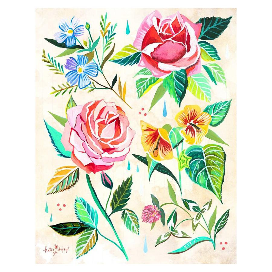 Vintage Florals Print 11x14