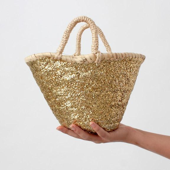 Medium Sequin Basket - White