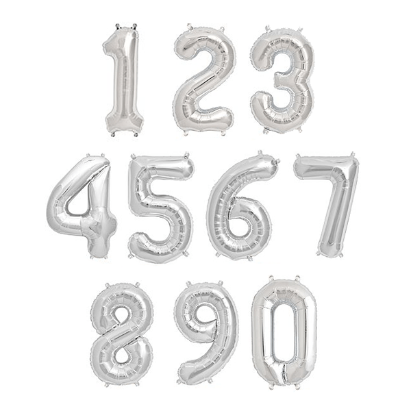 13.5" Silver Foil Balloon Number - Shopsweetluluss