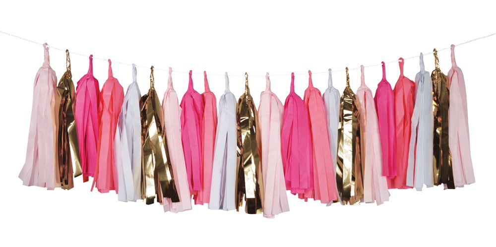 Gold and Pink Tassel Garland