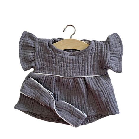 Minikane Daisy Doll Dress + Headband, Gray and Silver
