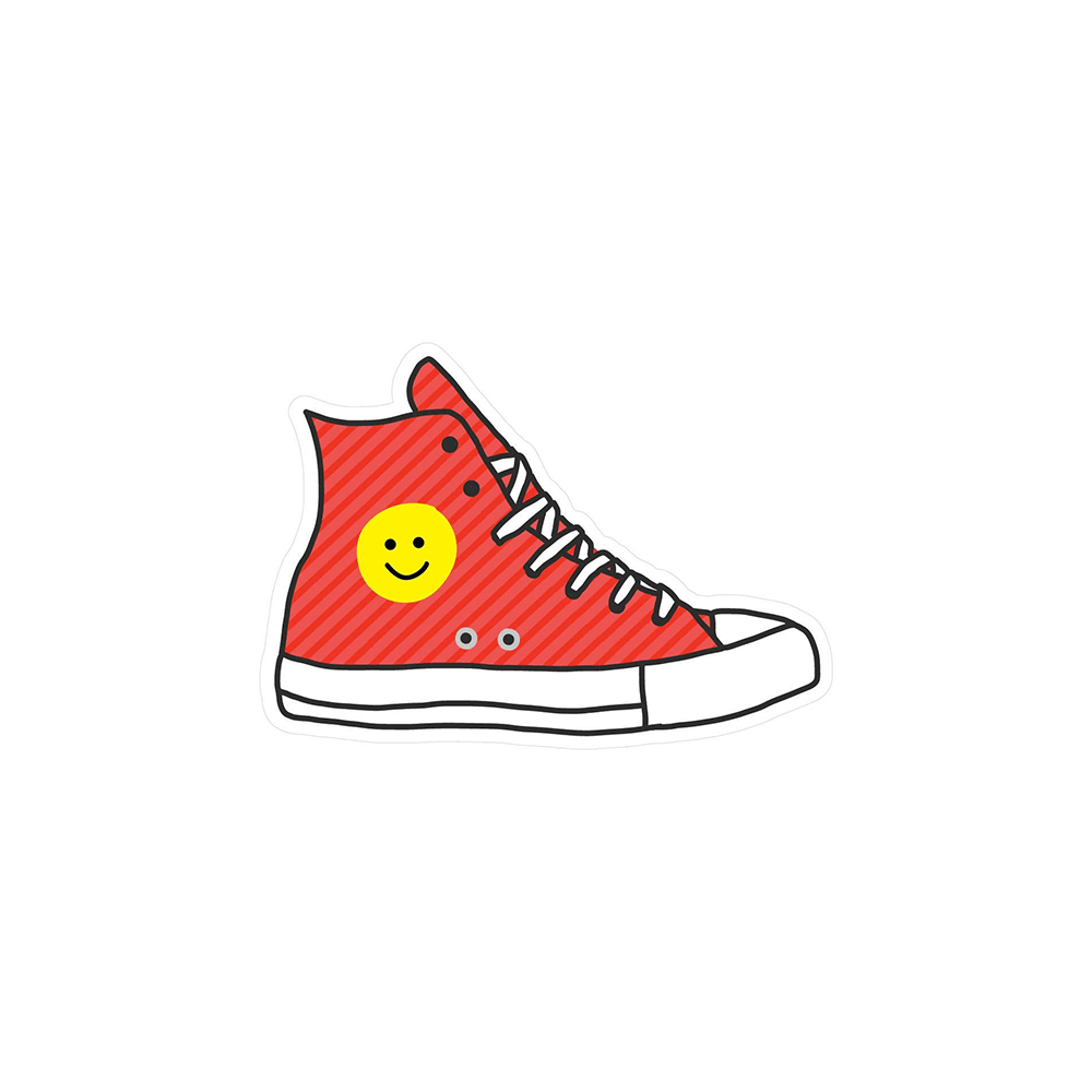 Red Sneaker Vinyl Sticker, Shopsweetluluss