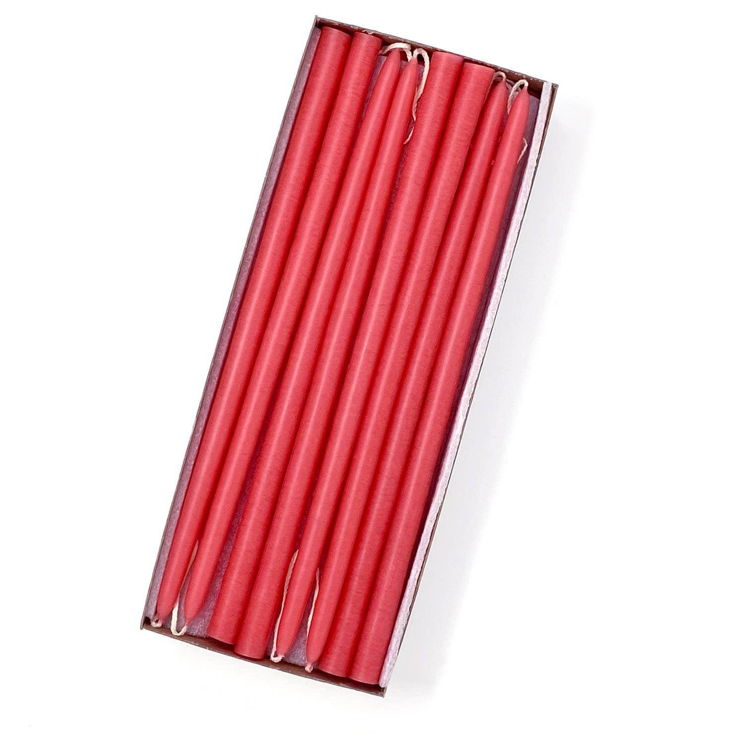 10" Skinny Taper Candles, Coral Pink, One Pair