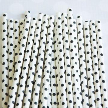 Eco Friendly Paper Straws: Black Swiss Dot - Shopsweetluluss