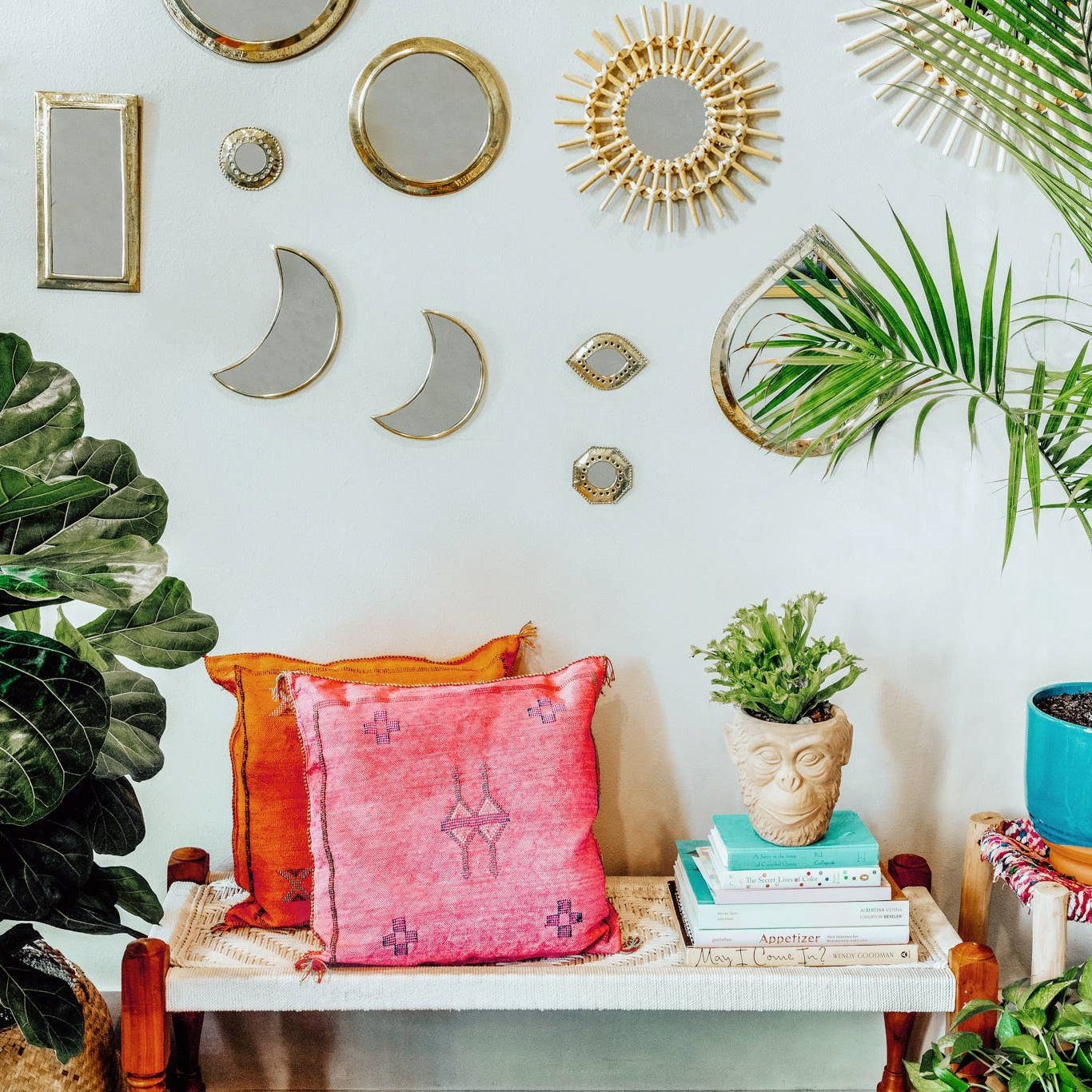 Crescent Moon Brass Mirror