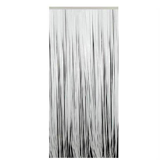 Plastic 'Wet Look' White Fringe Curtain